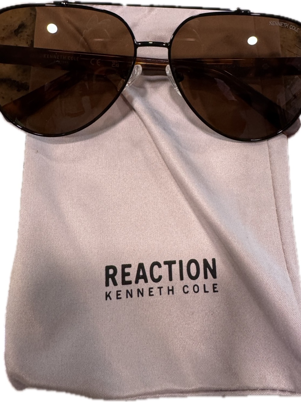 Kenneth Cole Black Frame Sunglasses with Brown Lenses